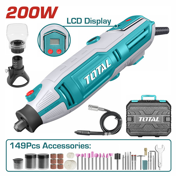 TOTAL TG2006 Mini Grinder 200 Watt | ميني كرافت توتال 200 وات مع 149قطعة اكسسوار