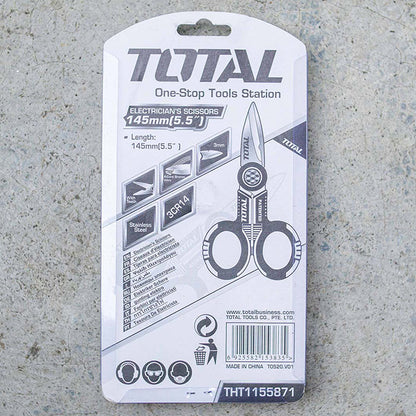 TOTAL THT1155871 Electrician’s Scissors | مقص مطبخ متعدد الاستخدامات 5.5 بوصة سلاح 3 ملى