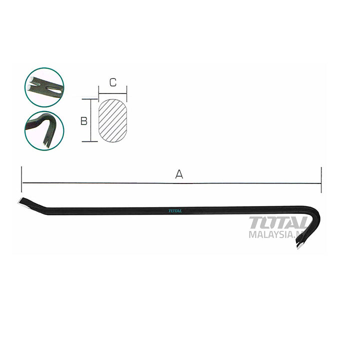 TOTAL THT431482 WRECKING BAR 1220mm | عتله صلب 1.2 متر