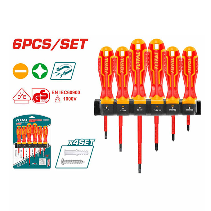 TOTAL THTIS566 6 Pcs Insulated Screwdriver Set | طقم مفكات معزولة 6 قطع