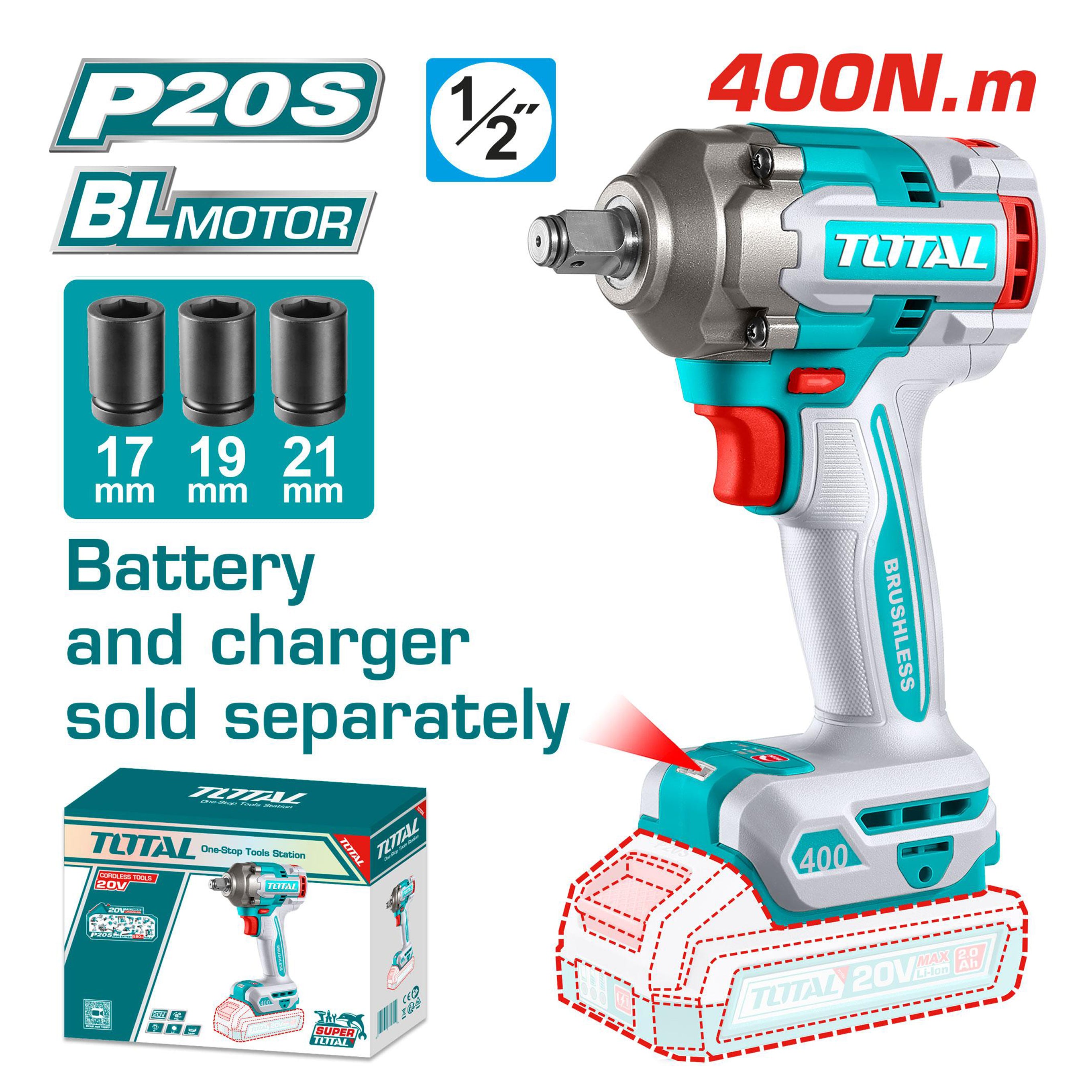 TOTAL TIWLI20401 Cordless impact wrench 20V 400Nm – Adwat Misr