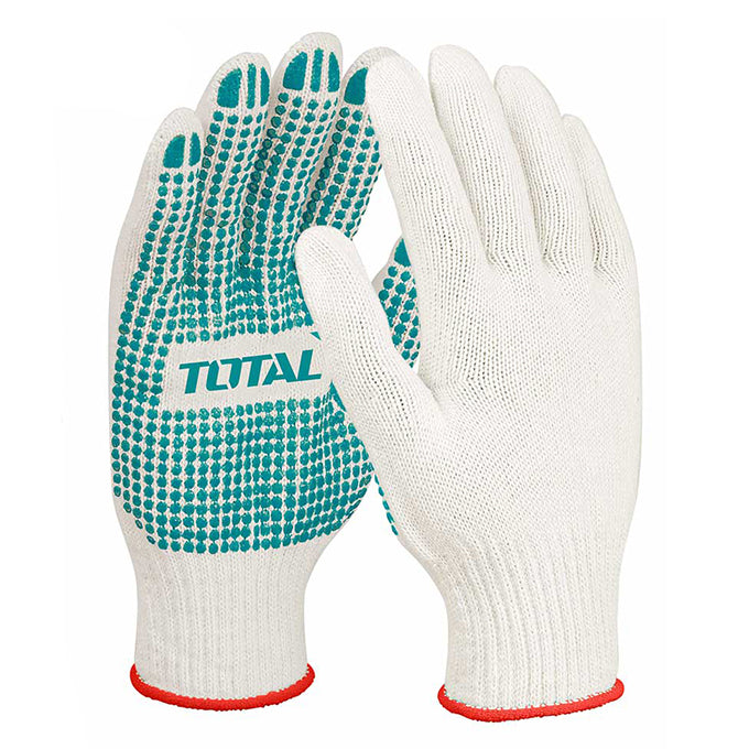 TOTAL TSP11102 Knitted & PVC Dots Gloves | جوانتي قطن محبب