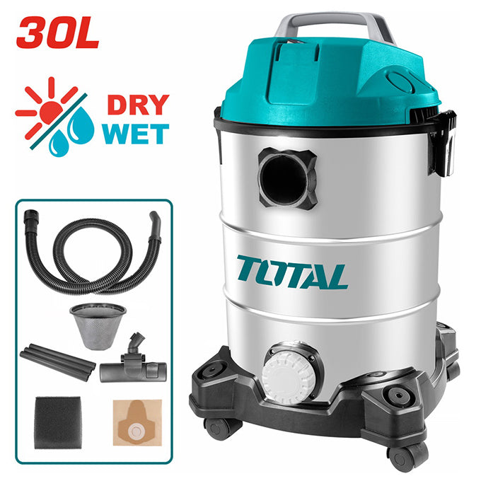 TOTAL TVC13301 Vacuum Cleaner | مكنسة التنظيف الجاف و الرطب 1300 وات سعة 30 لتر