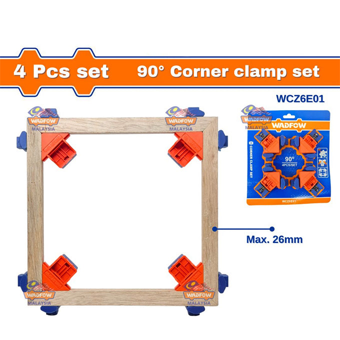 WADFOW WCZ6E01 Corner clamp set 4 PCs | طقم كلامب لتجميع الزوايا 90 درجه 4 قطع