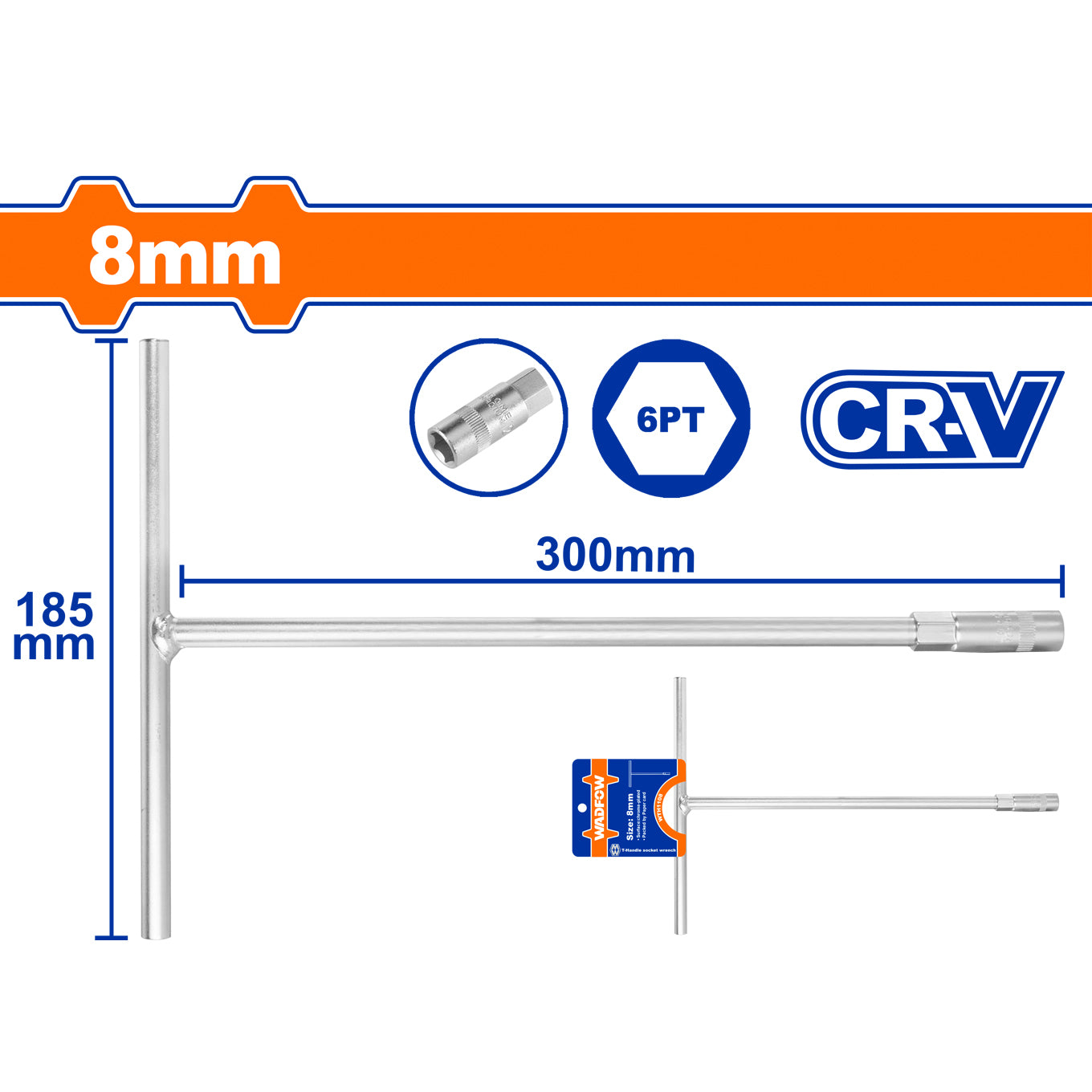 WADFOW WTH1108 T-HANDLE SOCKET WRENCH 8mm | مفتاح بيبه 8 مم حرف تي