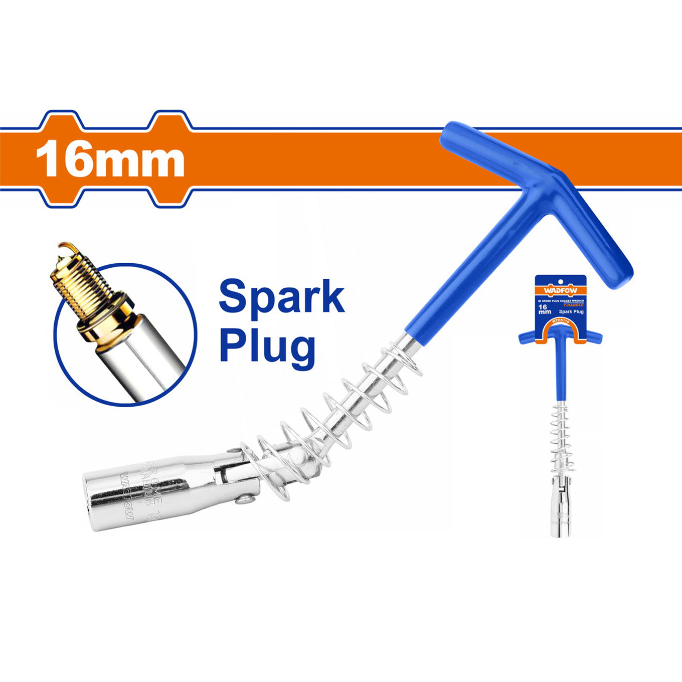 WADFOW WTH5116 T-Handle Spark Plug Socket Wrench 16 mm | مفتاح بوجيهات 16 مم حرف تي