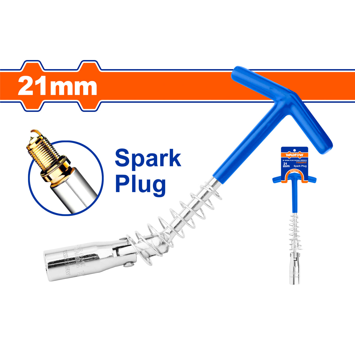 WADFOW WTH5121 T-Handle Spark Plug Socket Wrench 21 mm | مفتاح بوجيهات 21 مم حرف تي