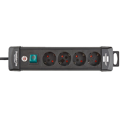 brennenstuhl Premium-Line power strip 4-way black 1,8m 1951140100 |  مشترك كهربائي بلاستيك عالي الجوده 1.8 متر 4 مخرج صناعة ألمانية