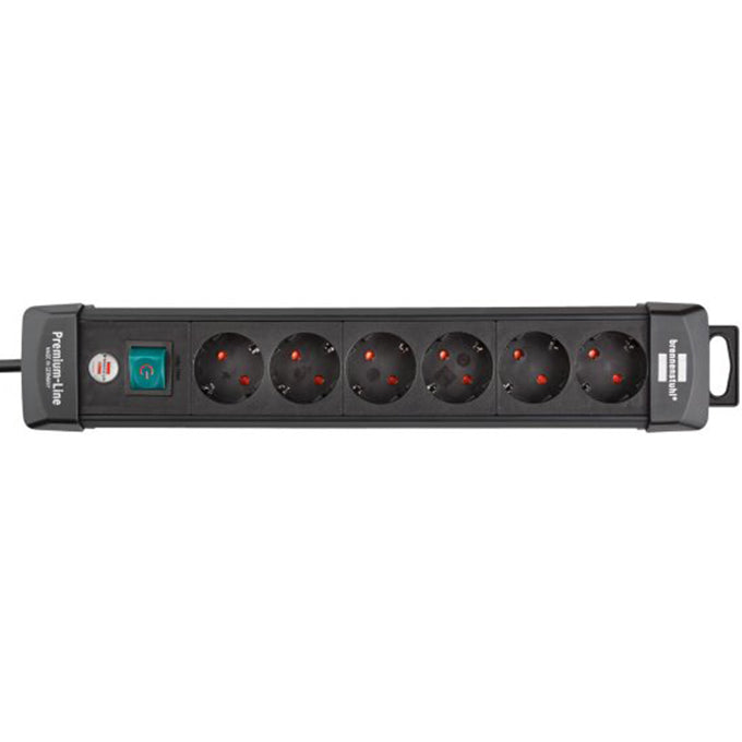 brennenstuhl Premium-Line power strip 6-way black 3m 1951160100 | مشترك كهربائي بلاستيك عالي الجوده 3 متر 6 مخرج صناعة ألمانية