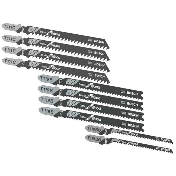 BOSCH 2607010629  Jig saw blades for wood 10 Pcs | طقم سلاح أركت خشابي متنوع 10اسلحة بوش