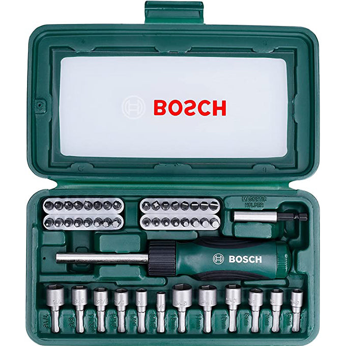 BOSCH 2607019504 Screwdriver, Set of 46 Pieces (Assorted Color) طقم سنون مفك و لقم 46 قطعه مع مفك سيستيم من بوش