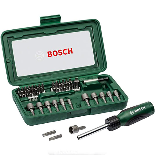 BOSCH 2607019504 Screwdriver, Set of 46 Pieces (Assorted Color) طقم سنون مفك و لقم 46 قطعه مع مفك سيستيم من بوش