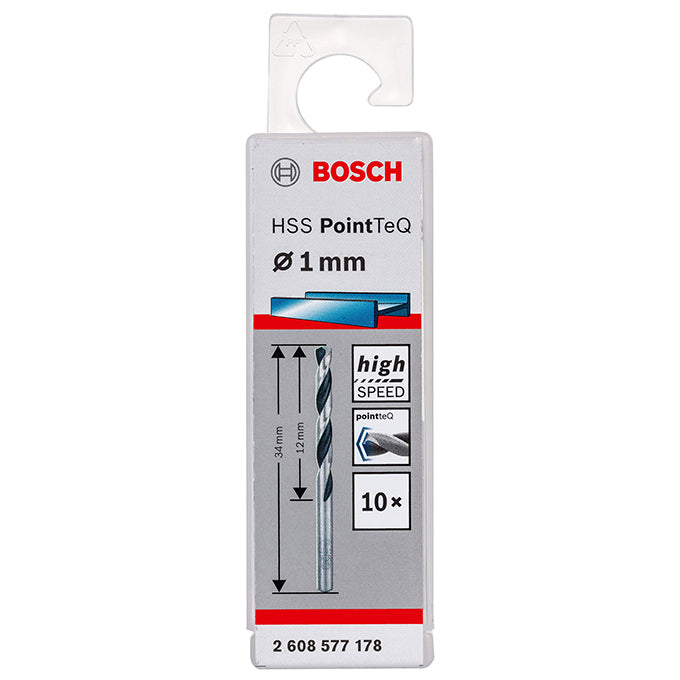 BOSCH 2608577178 POINTTEQ 1mm metal drill bits 10PCs | علبة بنط حدادي بونتيك 1 مم 10 قطع