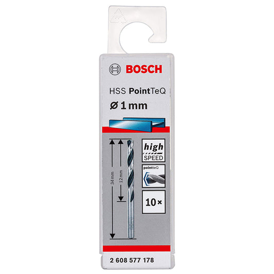 BOSCH 2608577178 POINTTEQ 1mm metal drill bits 10PCs | علبة بنط حدادي بونتيك 1 مم 10 قطع