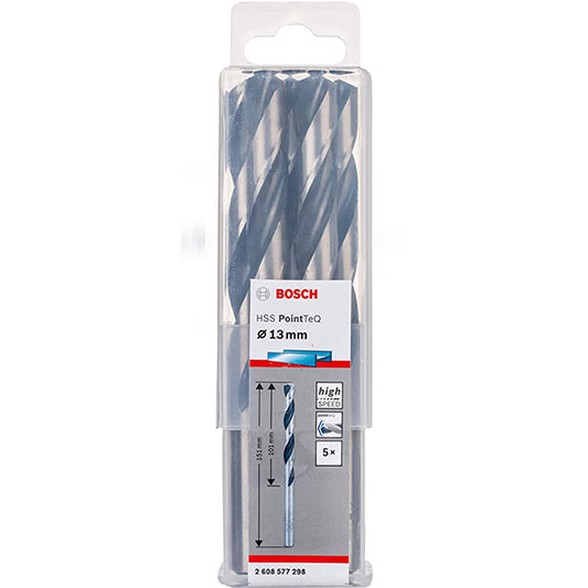 BOSCH 2608577298 POINTTEQ 13mm metal drill bits 5PCs | علبة بنط حدادي بونتيك 13 مم 5 قطع