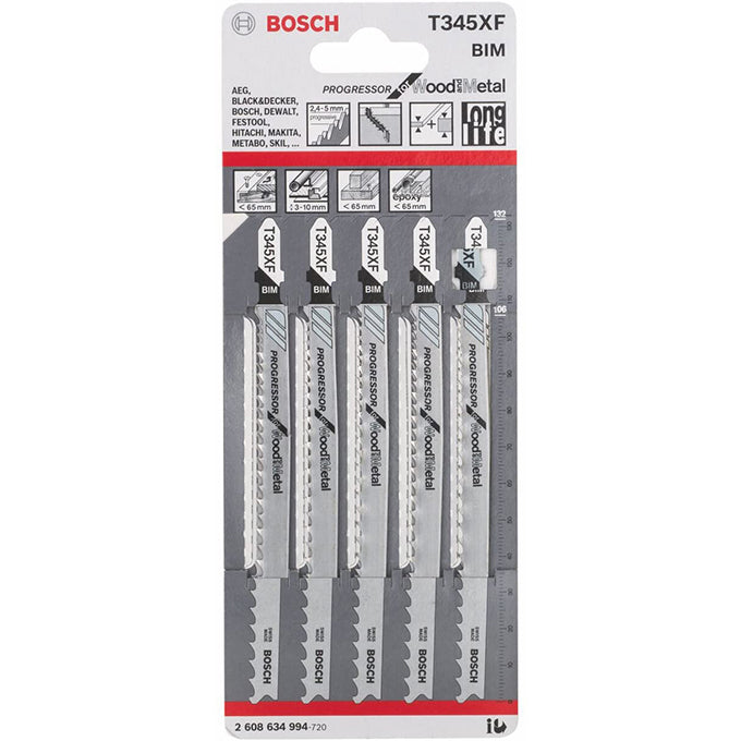 BOSCH JSB T345Xf BIM Progressor for Wood And Metal 5Pcs 2608634994 | طقم سلاح منشار اركيت للخشب و الحديد 5 اسلحة بوش