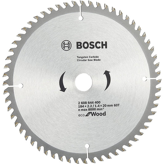 BOSCH 2608644400 Eco Line CSB (Wood) 184x2.2/1.4x20/16 mm - 60T | صينية منشار 7.25 بوصة  للخشب 60 سنة اكولاين