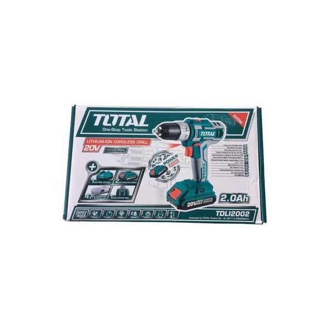 TOTAL TDLI2002 Cordless Drill 20V/2Ah/45Nm | شنيور بطارية توتال 20 فولت 2 أمبير 45 نيوتن 