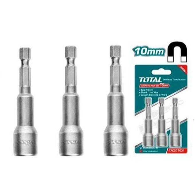 TOTAL TAC271031 Magnetic Nut SET 3 PCS 10mm | طقم لقم راس مفتاح 10 ملى 3 ق