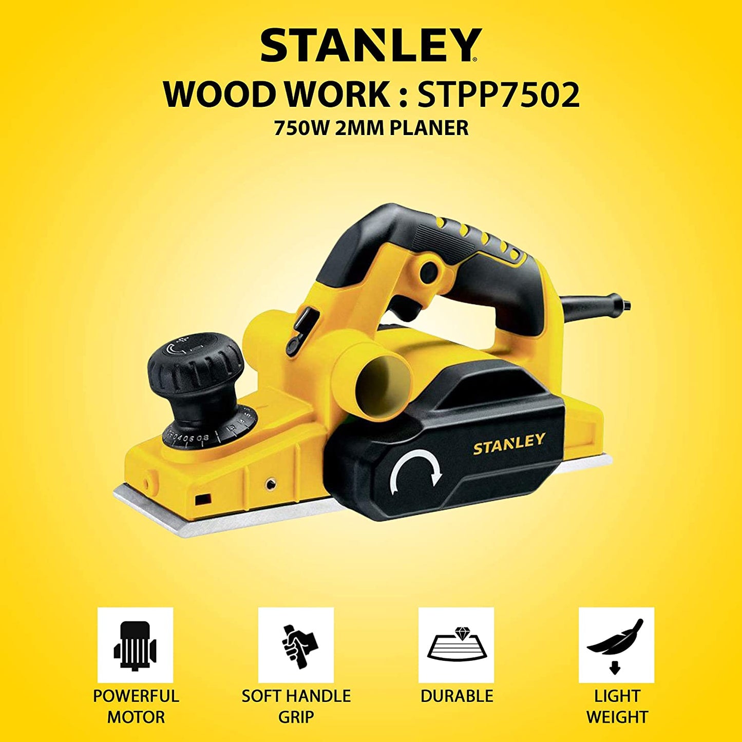 STANLEY STPP7502 750W 2mm planer |  فارة كهربائية 750 وات 2مم ستانلي