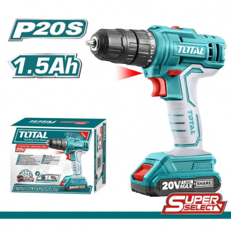 TOTAL TDLI20011 Li-ion Cordless Drill 20V/1.5Ah/45Nm