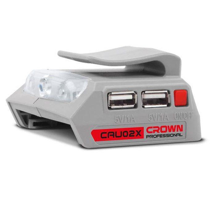 CROWN CAU02X Lamp USB charger | شاحن موبايل و كشاف يعمل علي بطارية الشنيور