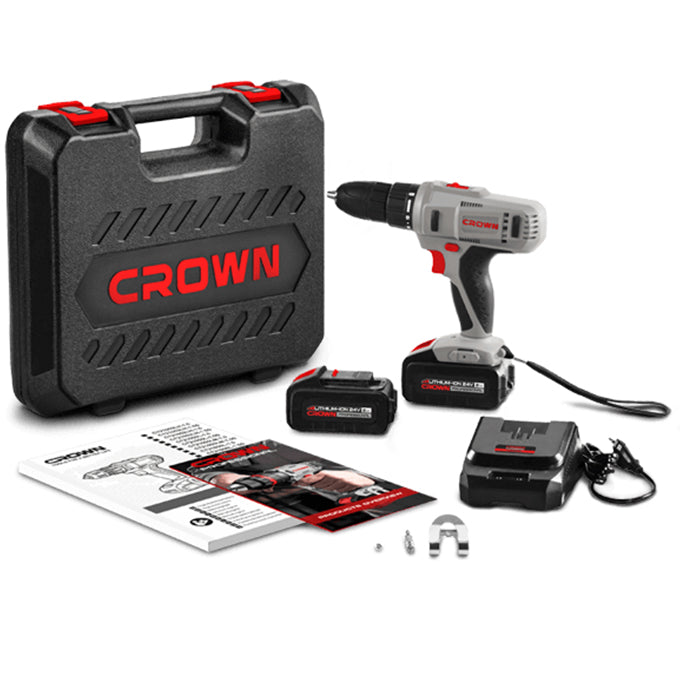 CROWN CT21074LH-2 BMC Cordless drill 24V/2Ah/50Nm | شنيور 2 بطارية 24فولت كراون