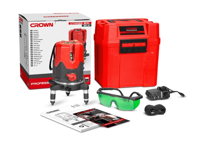 CROWN CT44023 BMC 3 lines 30  |  ميزان ليزر أخضر 3 خط 30 متر بالحامل كراون 