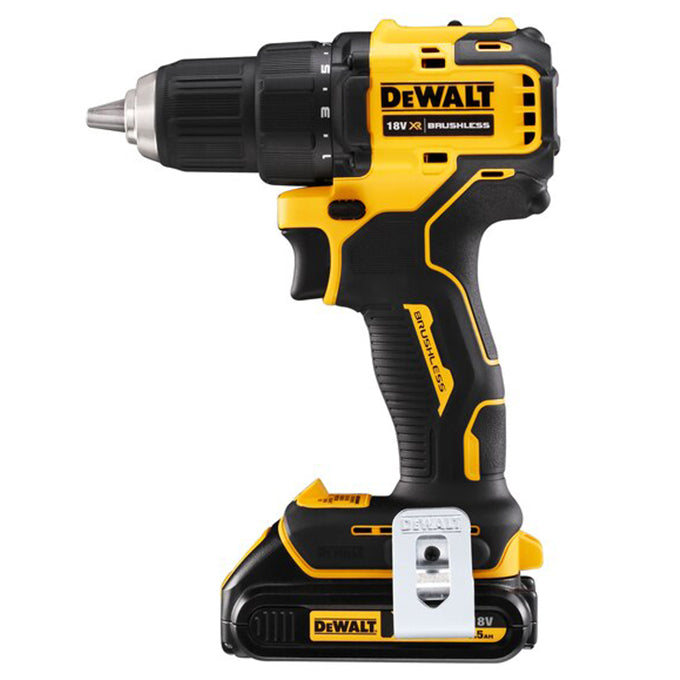 DeWALT DCD708S2T 18V XR BRUSHLESS COMPACT DRILL DRIVER - 2 X 1.5AH | شنيور 2 بطارية براشليس 18 فولت 1.5 أمبير 65 نيوتن