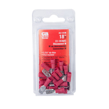 GB 20-141M 22-16 AWG (1 mm²) Vinyl-Insulated Disconnect (0.25" Tab) - Male | ترامل معزولة ربع بوصة