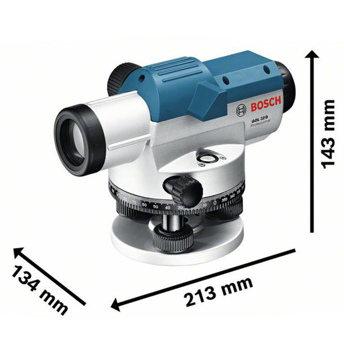 BOSCH GOL 32 D Professional Optical level 0601068502 | ميزان قامة مدي 120 متر شامل الحامل و المسطره من بوش