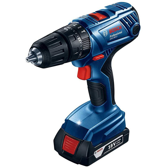 BOSCH Cordless Impact Drill GSB 180-LI Professional + 2 x 2.0 Ah battery | شنيور 2 بطارية 18 فولت دقاق 2 أمبير 54 نيوتن