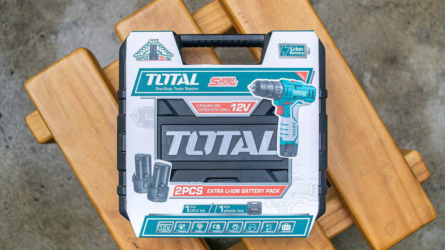 TOTAL TDLI12325 Li-ion Cordless Drill 12v/1.5Ah/20Nm | شنيوربطارية توتال 12فولت 1.5 أمبير 20نيوتن 