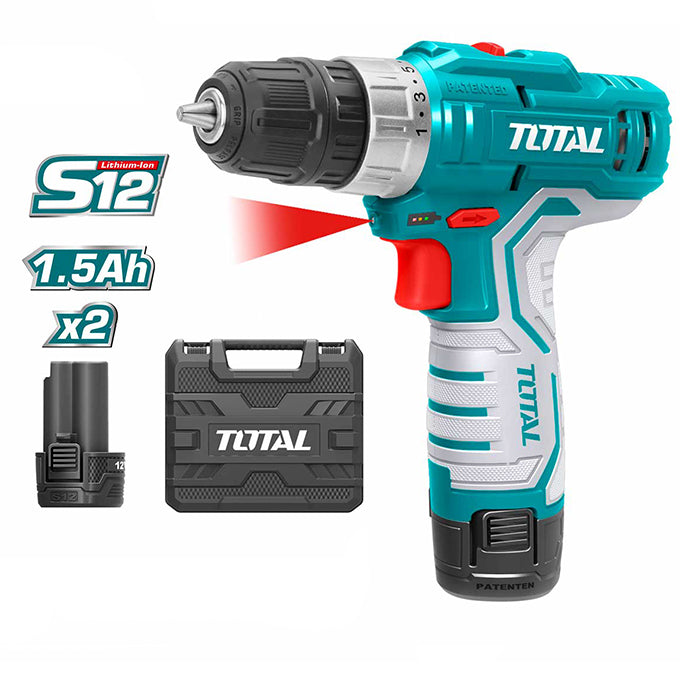 TOTAL TDLI12325 Li-ion Cordless Drill 12v/1.5Ah/20Nm | شنيور بطارية توتال 12فولت 1.5 أمبير 20نيوتن