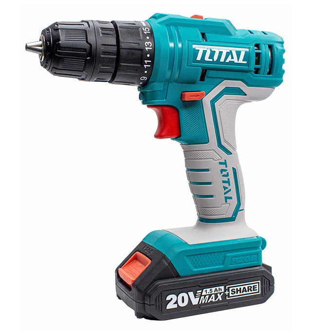 TOTAL TDLI20011 Li-ion Cordless Drill 20V/1.5Ah/45Nm | شنيور بطارية توتال 20 فولت 1.5 أمبير 45 نيوتن