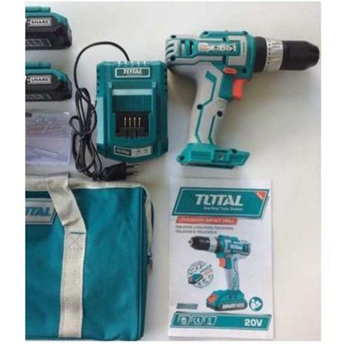 TOTAL TDLI2002 Cordless Drill 20V/2Ah/45Nm | شنيور بطارية توتال 20 فولت 2 أمبير 45 نيوتن