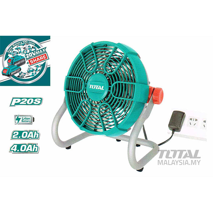 TOTAL TFALI2002 battery operated Fan 20v | مروحة 11بوصة 20فولت تعمل بالبطارية او الكهرباء العادية بدون بطارية و شاحن من توتال