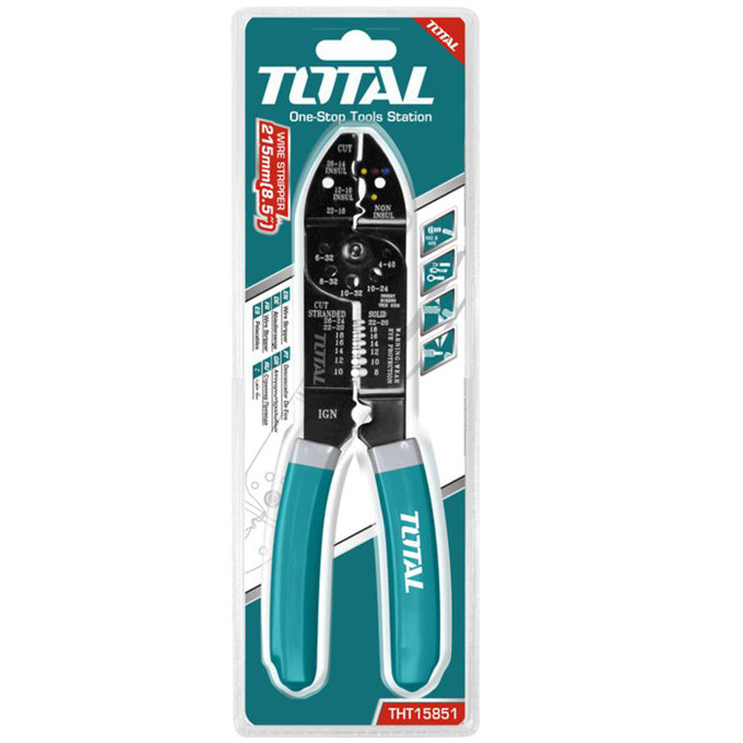 TOTAL THT15851 Wire Stripper 215mm | قشارة سلك وبنسة ترامل 8.5 بوصة توتال