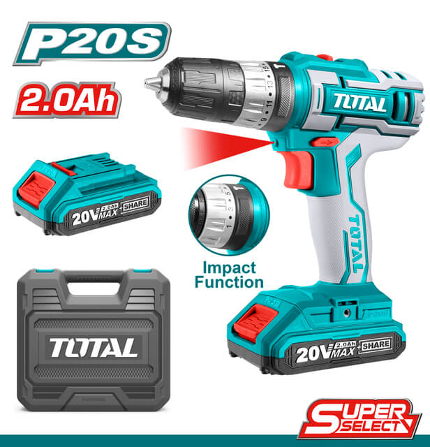 TOTAL TIDLI200215 Cordless Impact Drill 20V/2Ah/45Nm