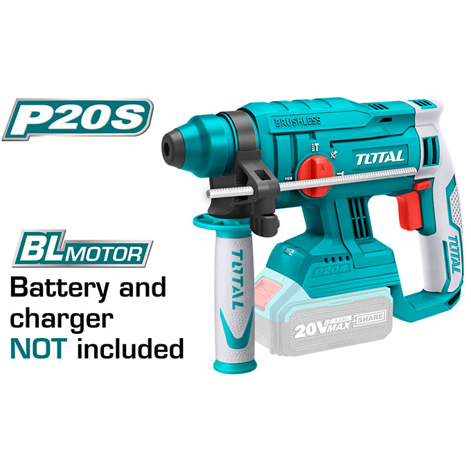 TOTAL TRHLI2201 Li-ion Brushless Rotary Hammer | شاكوش 20 فولت برشلس بدون بطارية وشاحن