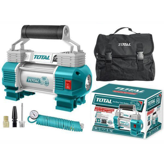 TOTAL TTAC2506 Car air compressor 12V two cylinders  كومبريسور سيارة 2 بستم