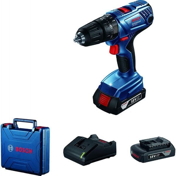 BOSCH Cordless Impact Drill GSB 180-LI Professional + 2 x 2.0 Ah battery | شنيور 2 بطارية 18 فولت دقاق 2 أمبير 54 نيوتن